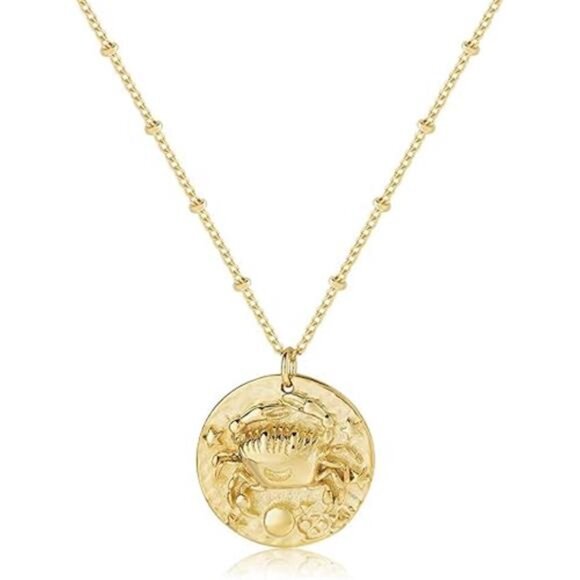 Zodiac Coin Embossed Choker Necklace Disc 12 Constellation Astrology Horoscope - Picture 7 of 7